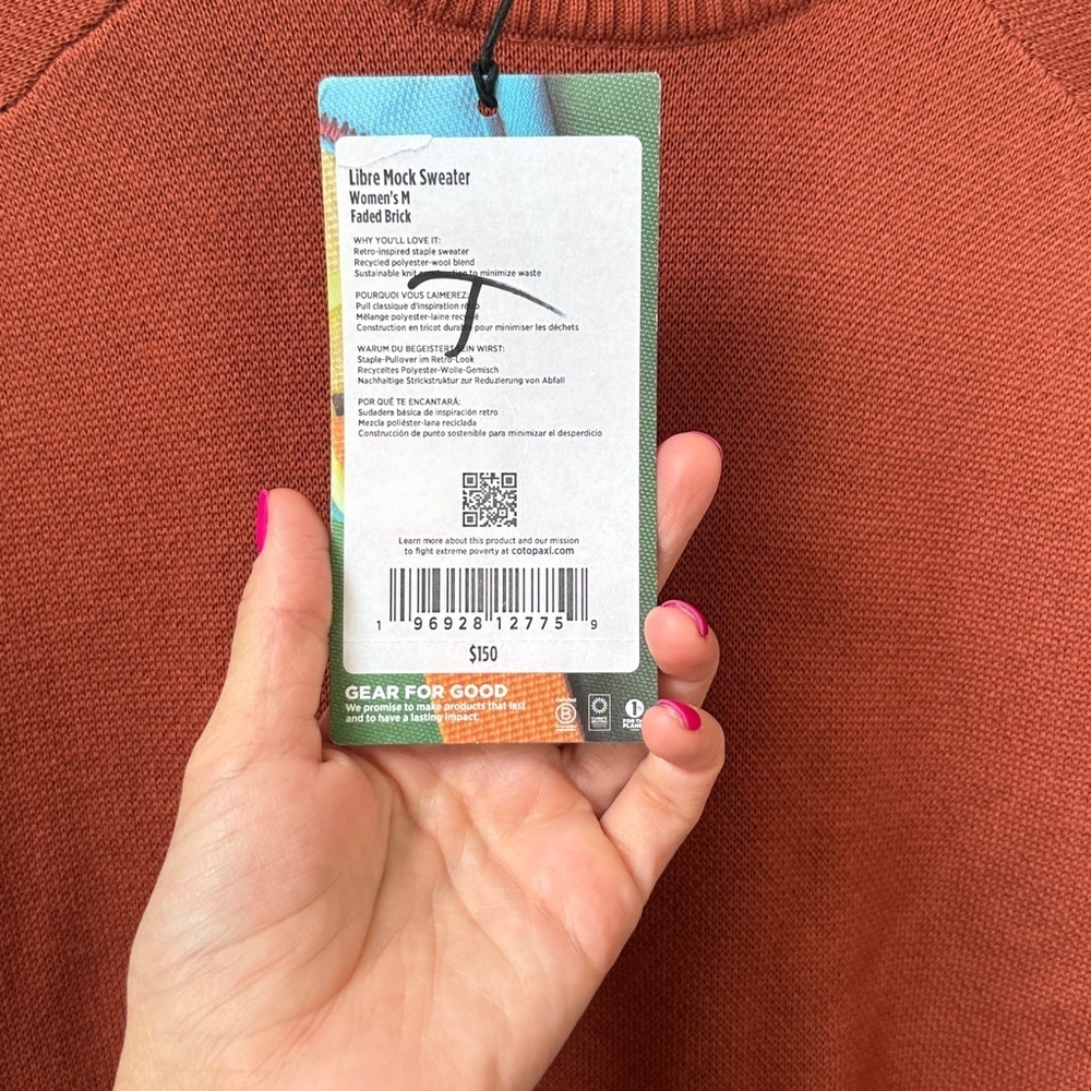 Cotopaxi Libre Mock Sweater Faded Brick Orange Brown size Medium NWT - Picture 5 of 10